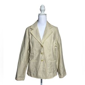 Denim&Co Cream Blazer with Button Detail